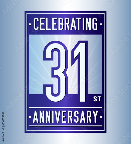 31 years logo design template. Anniversary vector and illustration.