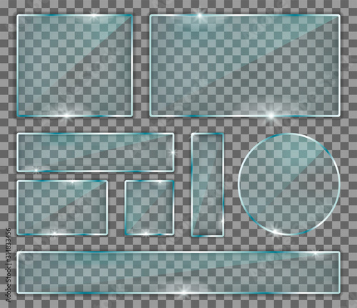 Glass plates set on transparent background