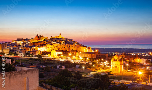 night city view of Ostuni  Apulia Italy