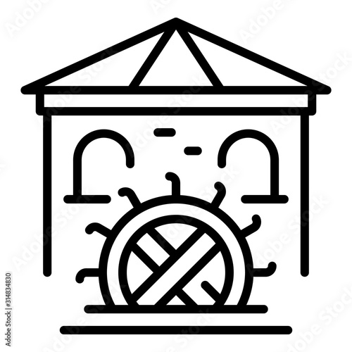 Farm water mill icon. Outline farm water mill vector icon for web design isolated on white background