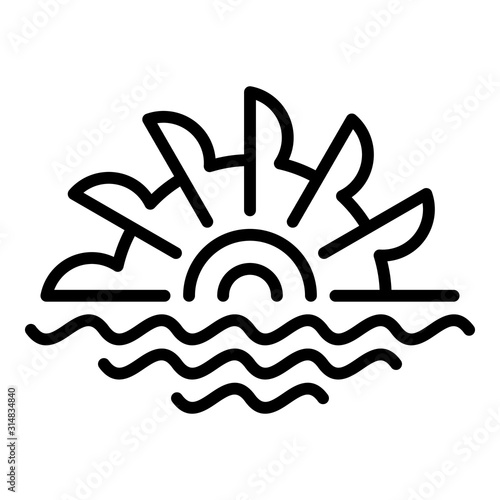 Wood water mill icon. Outline wood water mill vector icon for web design isolated on white background