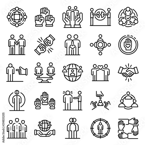 Racism icons set. Outline set of racism vector icons for web design isolated on white background