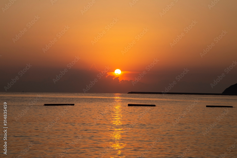 The sunrise in the Indian ocean