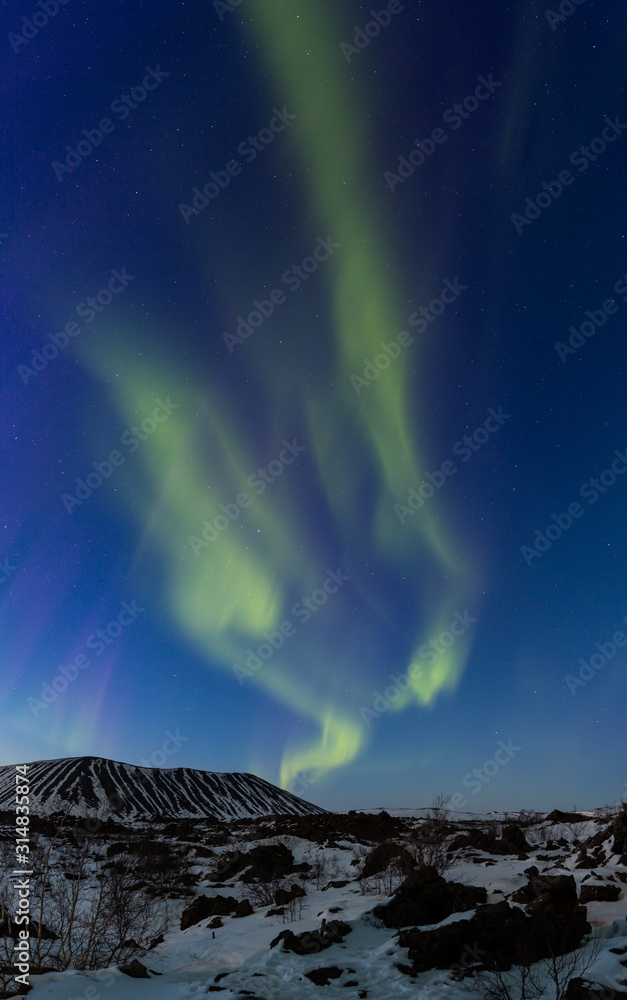 Northern lights above an arctic landscape 