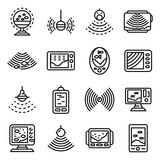 Echo sounder icons set. Outline set of echo sounder vector icons for web design isolated on white background