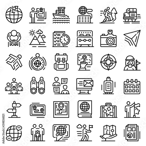 Guide icons set. Outline set of guide vector icons for web design isolated on white background photo