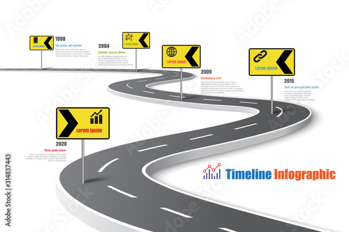 Business road map timeline infographic template with pointers designed for abstract background milestone modern diagram process technology digital marketing data presentation chart Vector illustration