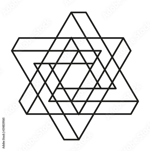 Vector illustration star of David, star hexagon logo