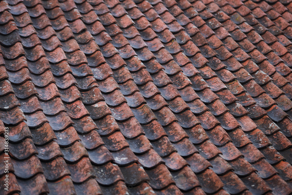 Red, orange, old countryside house roof pattern texture. Red, orange, old countryside house roof pattern texture.