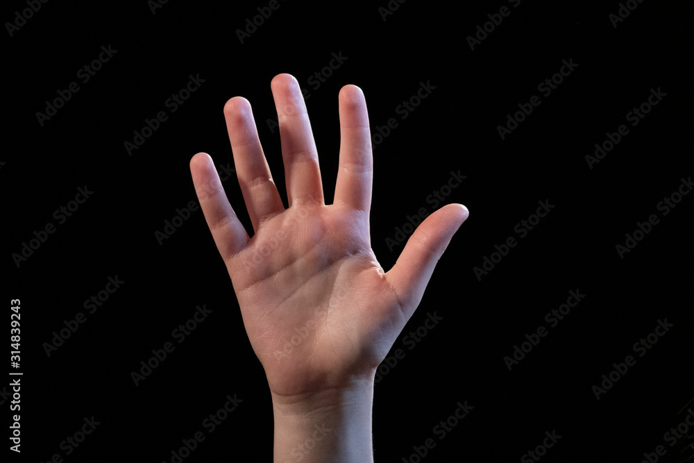 hand isolated on black background hand isolated on black background