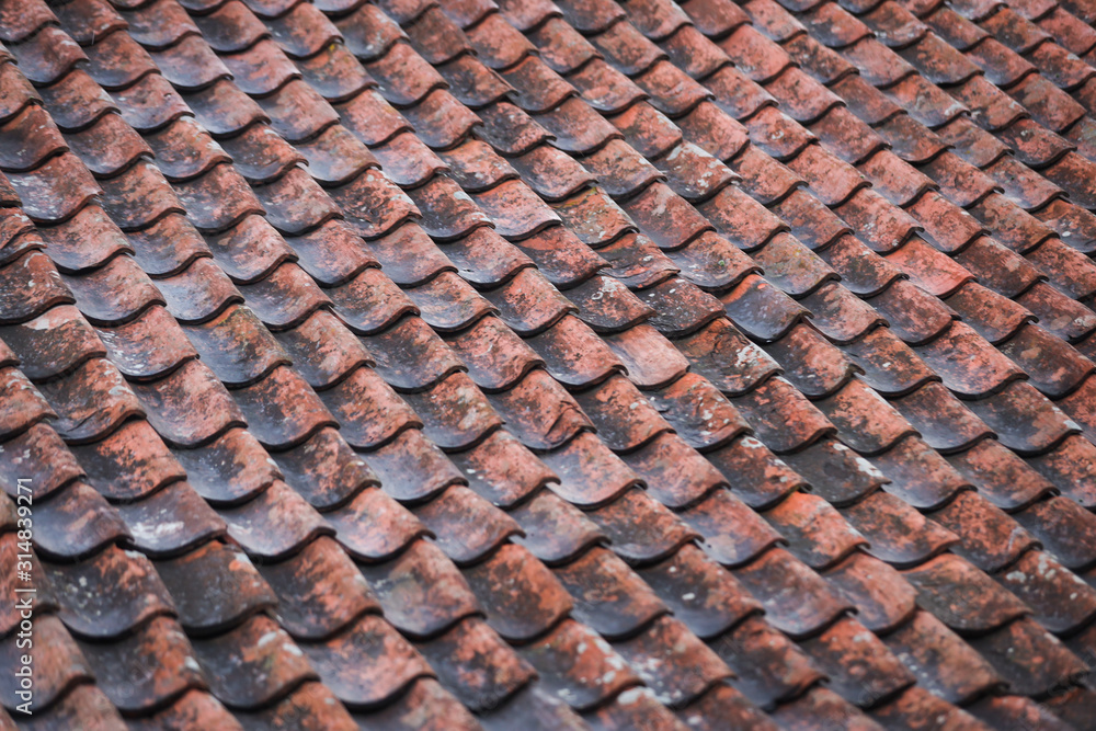 Red, orange, old countryside house roof pattern texture. Red, orange, old countryside house roof pattern texture.