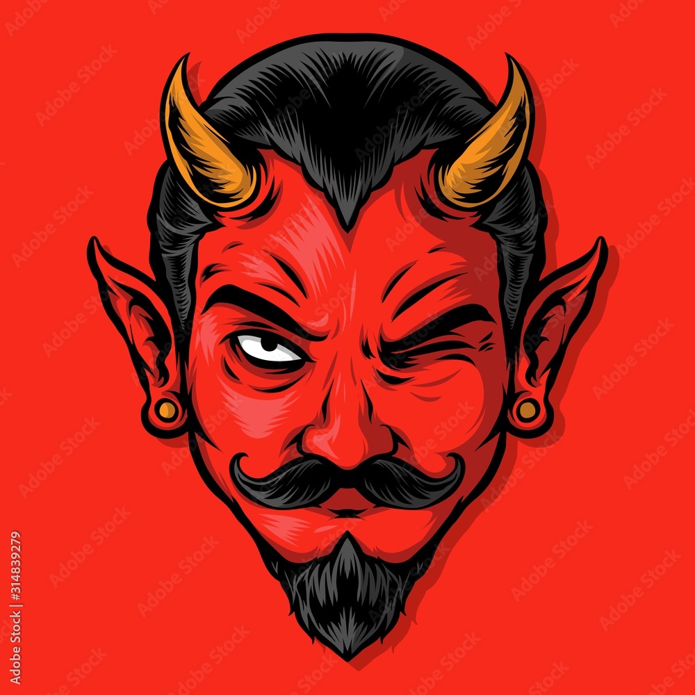 wicked red devil logo illustration Stock Vector