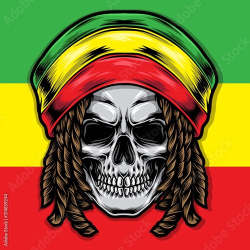 dreadlocks skull rasta vector logo