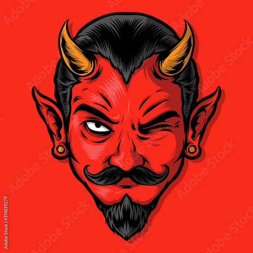 wicked red devil logo illustration photo