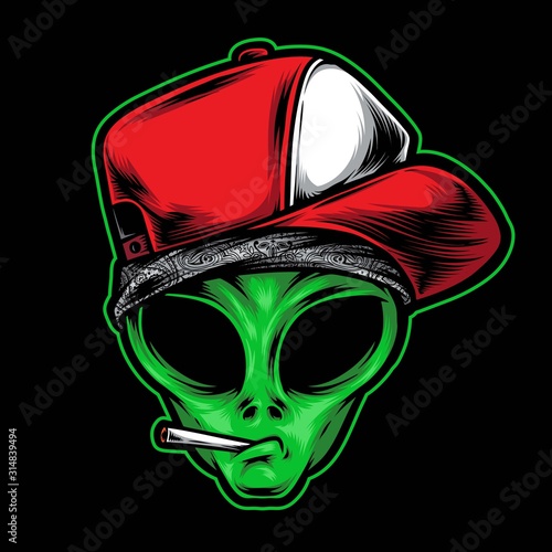 alien gangster vector logo illustration