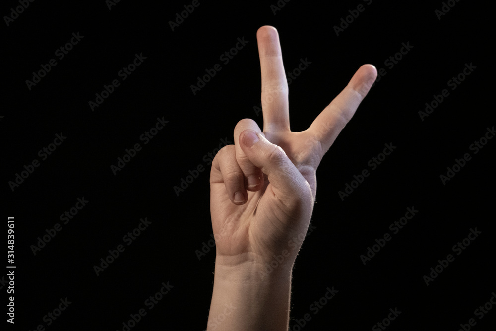 hand isolated on black background hand isolated on black background