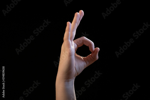 hand on black background