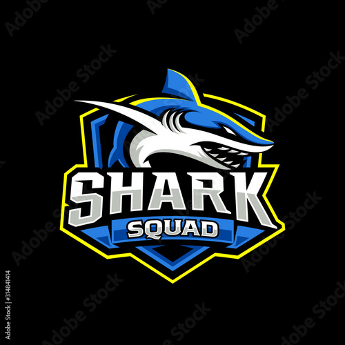 Shark esport gaming mascot logo template Vector