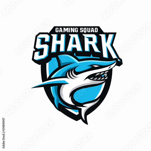 Shark esport gaming mascot logo template Vector
