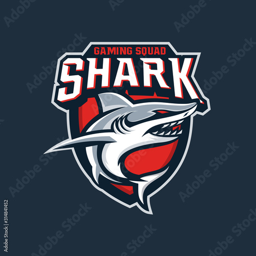 Shark esport gaming mascot logo template Vector