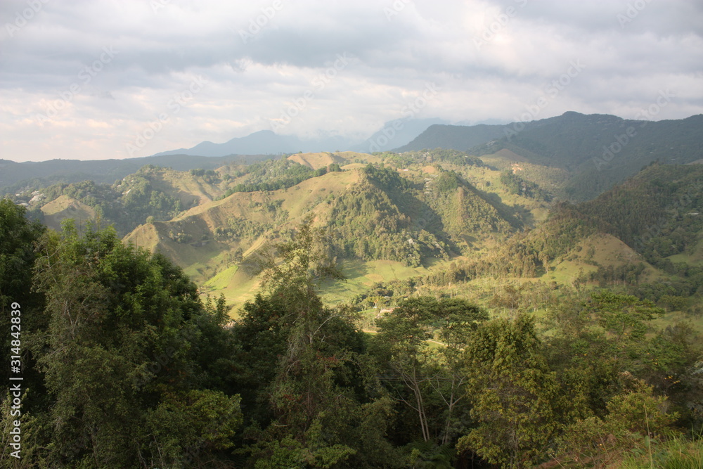 Andean mountains that surround the small Andean and coffee town of Salento, in the Quindio coffee region. Andes. Colombia.
