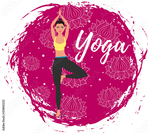 Yoga training vector illustration in flat style