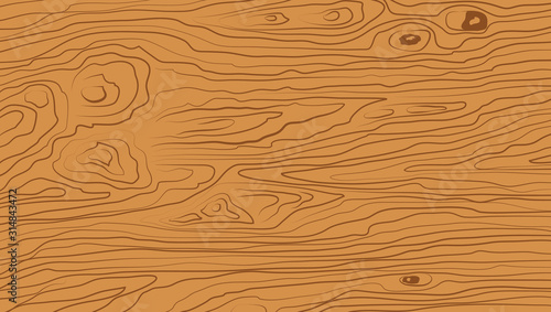 Brown horizontal wooden cutting, chopping board, table or floor surface. Wood texture. Vector illustration