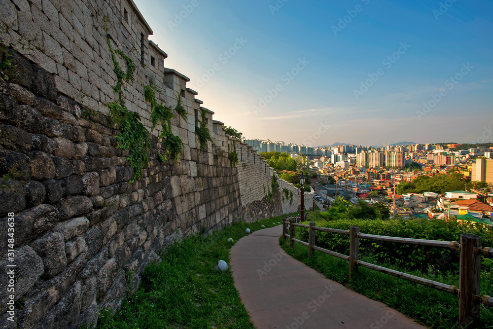 Nakan Fortress Wall at Naksan Park in Seoul South Korea.