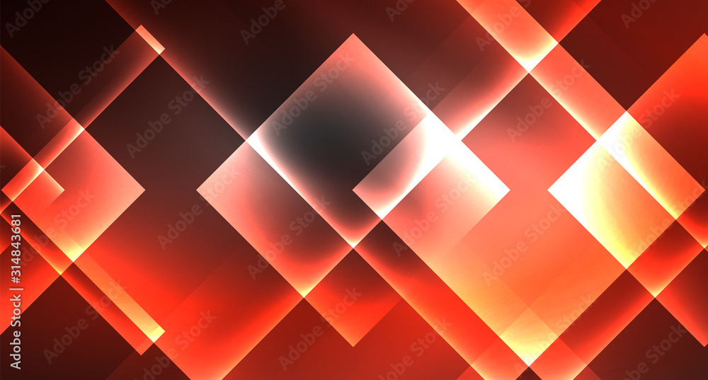 Neon shiny color squares on black, modern template Neon shiny color squares on black, modern template