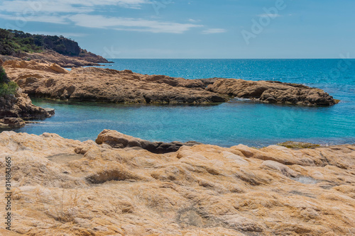 Mediterranean sea bay of Costa Brava. Lloret de Mar. Catalonia. Spain.