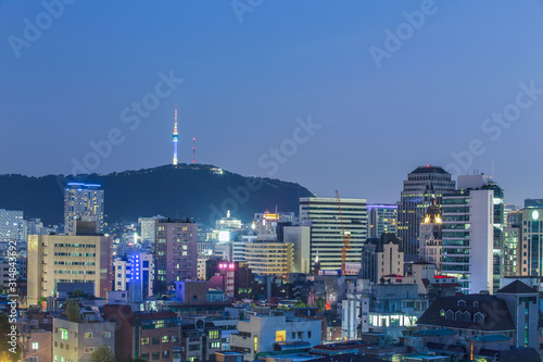 View of Seoul at night located Naksan Park in Seoul,south Korea.