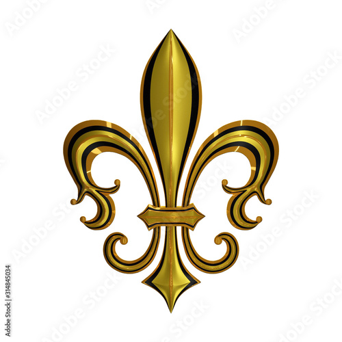 fleur de lis 3d render 3d illustration isolated on white