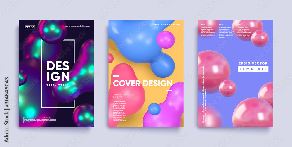 Modern covers with 3D shapes. Eps10 vector.