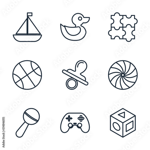 Set baby toys icon template color editable. feeding and care element pack symbol vector sign isolated on white background illustration for graphic and web design.