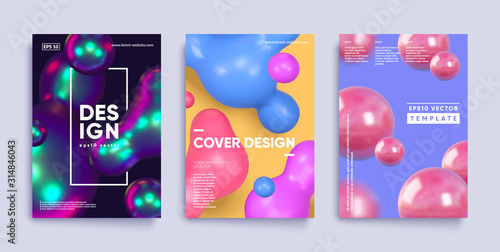 Modern covers with 3D shapes. Eps10 vector.