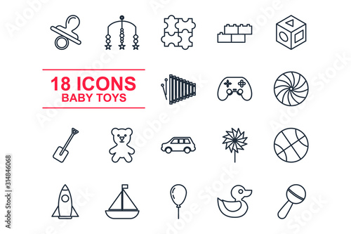 Set baby toys icon template color editable. feeding and care element pack symbol vector sign isolated on white background illustration for graphic and web design.
