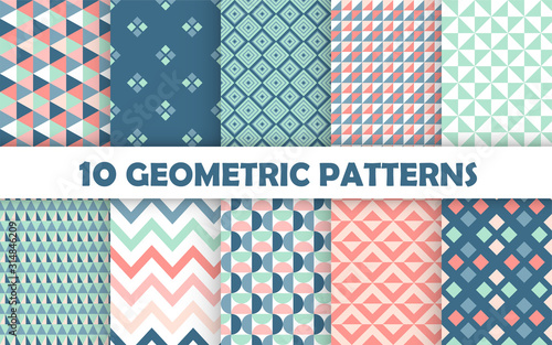 Set of geometric seamless pattern.