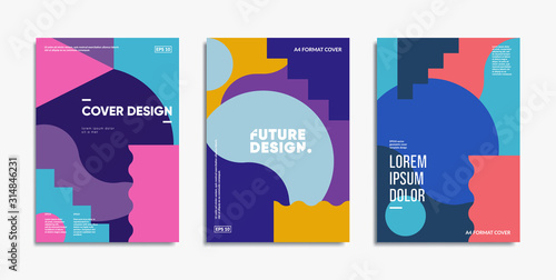 Bauhaus design covers set. Minimal geometric backgrounds. 