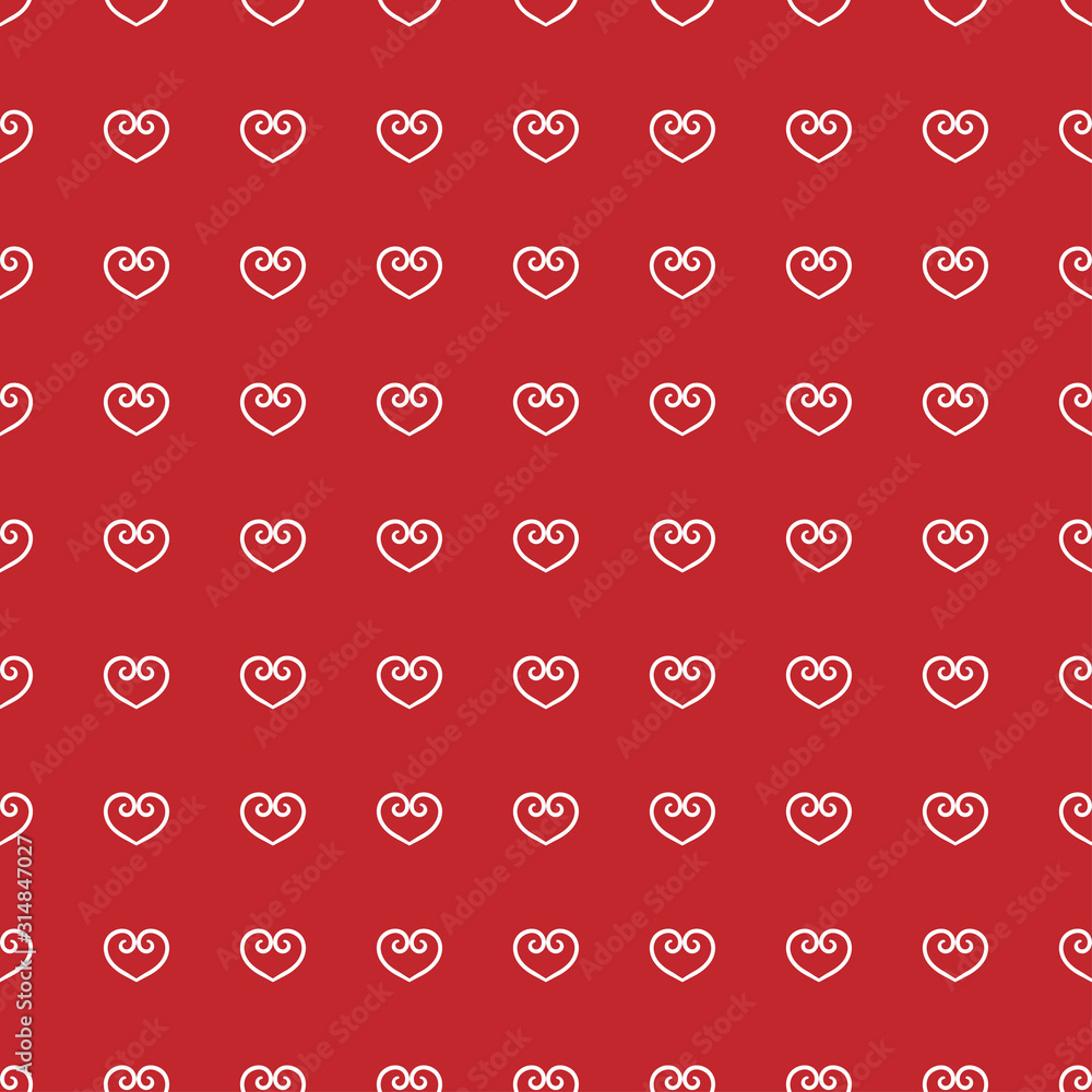 White doodle hearts on red background. Seamless pattern for Valentine day. Suitable for packaging ,wallpaper.