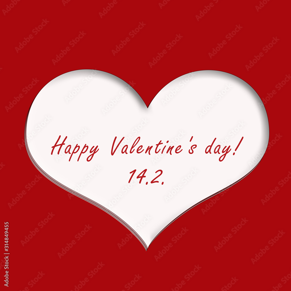 Heart icon on a red background. Valentine's Day. The 14th of February. Illustration