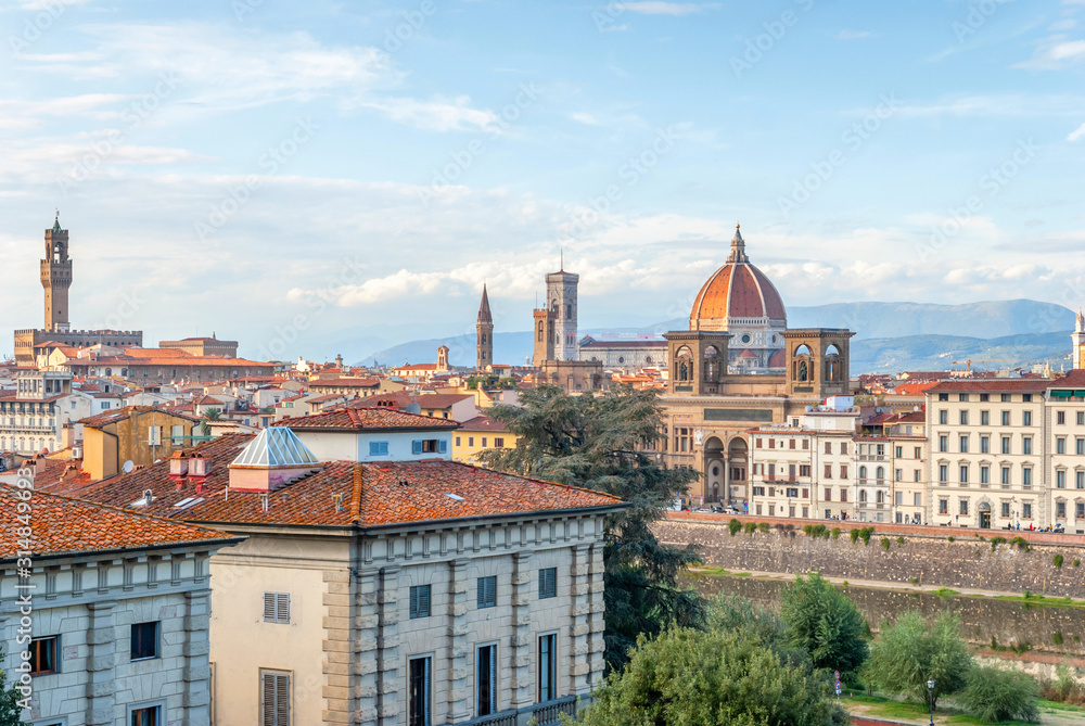 Beautiful view on hart of amazing Florence city and the Cathedral at sunrise, Florence.
