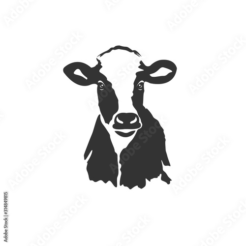 Vector of a cow head  Black and White Logo, Sign, Design. symbol. Mammals. Illustrator. on white background
