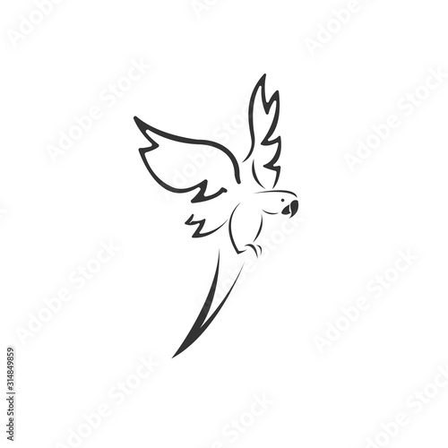 Vector of a parrot icon to animal Black and White Logo, Sign, Design. symbol. Illustrator. on white background