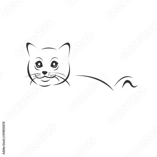 Vector of a cat icon to animal Black and White Logo, Sign, Design. symbol. Illustrator. on white background © NATTHAPOARN
