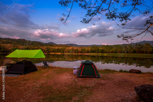 Jedkod- Pongkonsao Natural Study & Eco Center-Saraburi:December21, 2019,the atmosphere within the national park,with tourists coming to tents, always resting during holidays, Kaeng Khoi area,Thailand photo