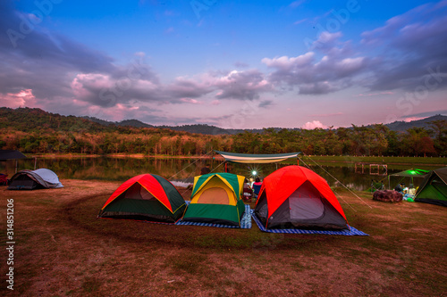 Jedkod- Pongkonsao Natural Study & Eco Center-Saraburi:December21, 2019,the atmosphere within the national park,with tourists coming to tents, always resting during holidays, Kaeng Khoi area,Thailand