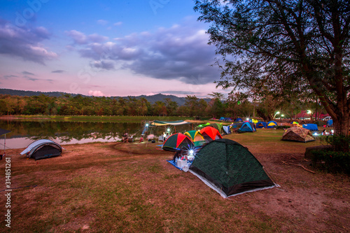 Jedkod- Pongkonsao Natural Study & Eco Center-Saraburi:December21, 2019,the atmosphere within the national park,with tourists coming to tents, always resting during holidays, Kaeng Khoi area,Thailand photo