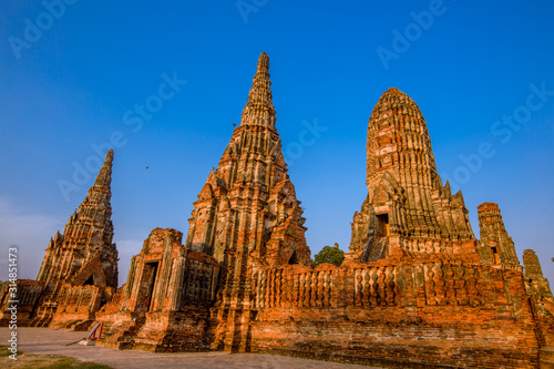 Background of Wat Chai Watthanaram in Phra Nakhon Si Ayutthaya province  tourists are always fond of taking pictures and making merit during holidays in Thailand.