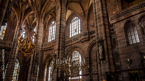 Inner nave of the medieval Cathedral of St. Lorenz, or Lawrence, Nuremberg