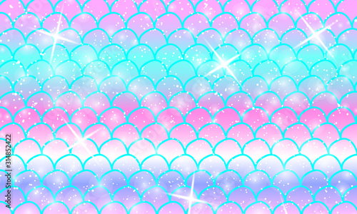 Mermaid kawaii pattern. Fish scale. Vector